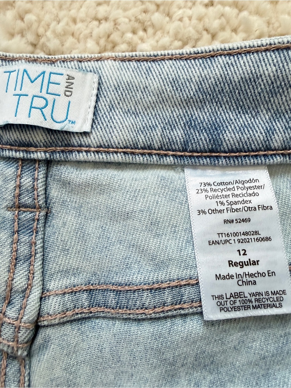 Time and Tru Light Blue Boyfriend Jeans - Distressed Detail - Picture 2 of 2